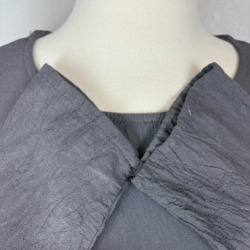 Cut Loose Pullover Top Size S Gray Lightweight Lagenlook Minimalist Crinkle Flow - Picture 5 of 15